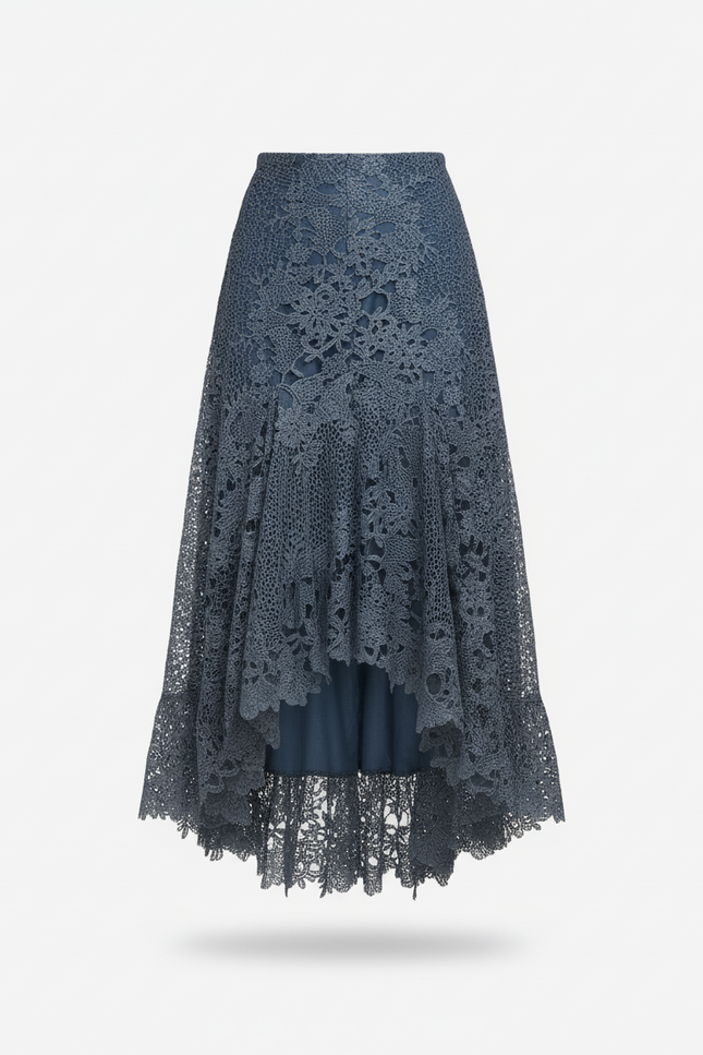 Jupe Longue Dentelle Asymétrique Élégante