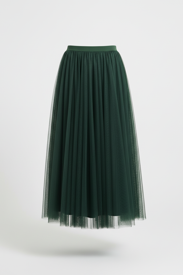 Jupe Longue Vert Foncé Fluide Élégante