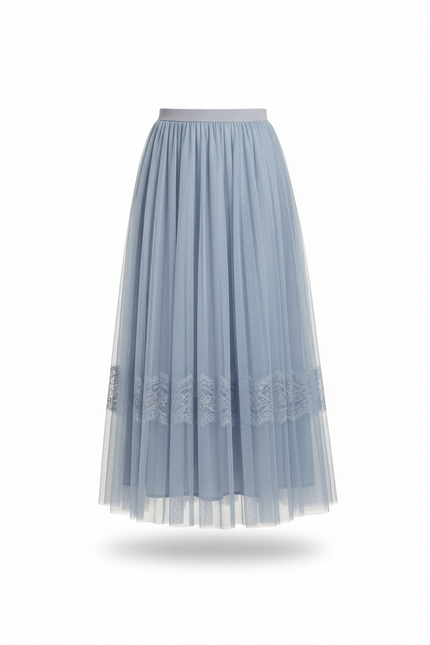 Jupe Longue Bleu Poudré Tulle Fluide