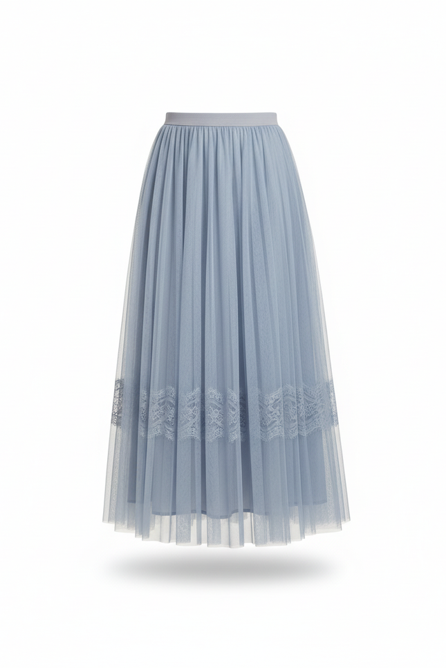 Jupe Longue Bleu Poudré Tulle Fluide