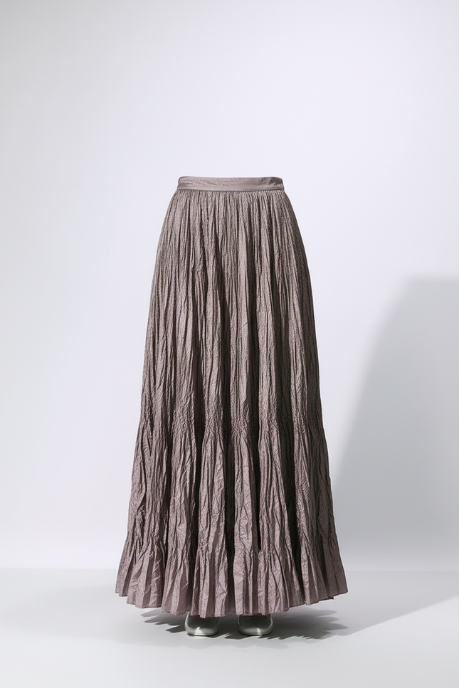 Jupe Longue Taupe Plissée Fluide