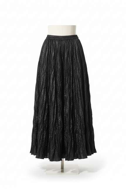 Jupe Longue Noire Plissée Fluide Chic