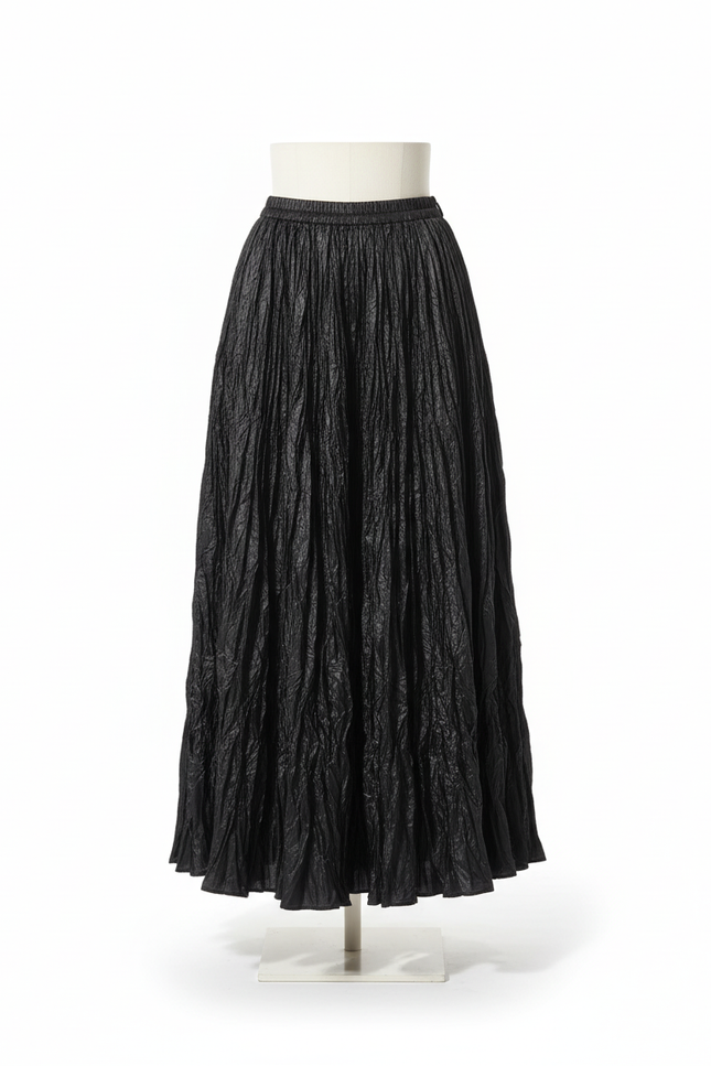 Jupe Longue Noire Plissée Fluide Chic