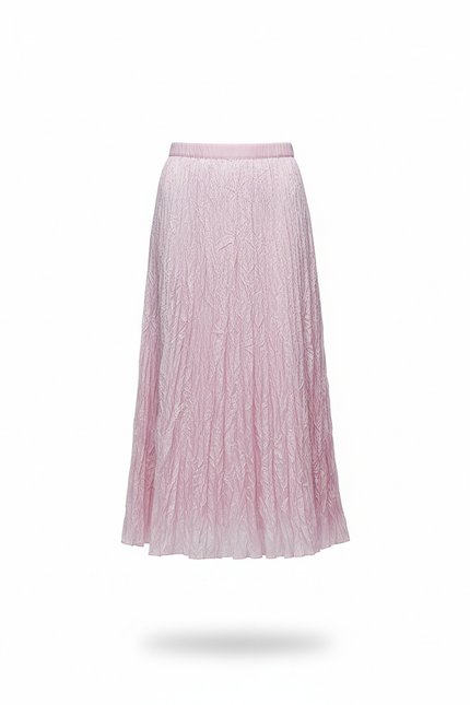 Jupe Longue Rose Plissée Fluide