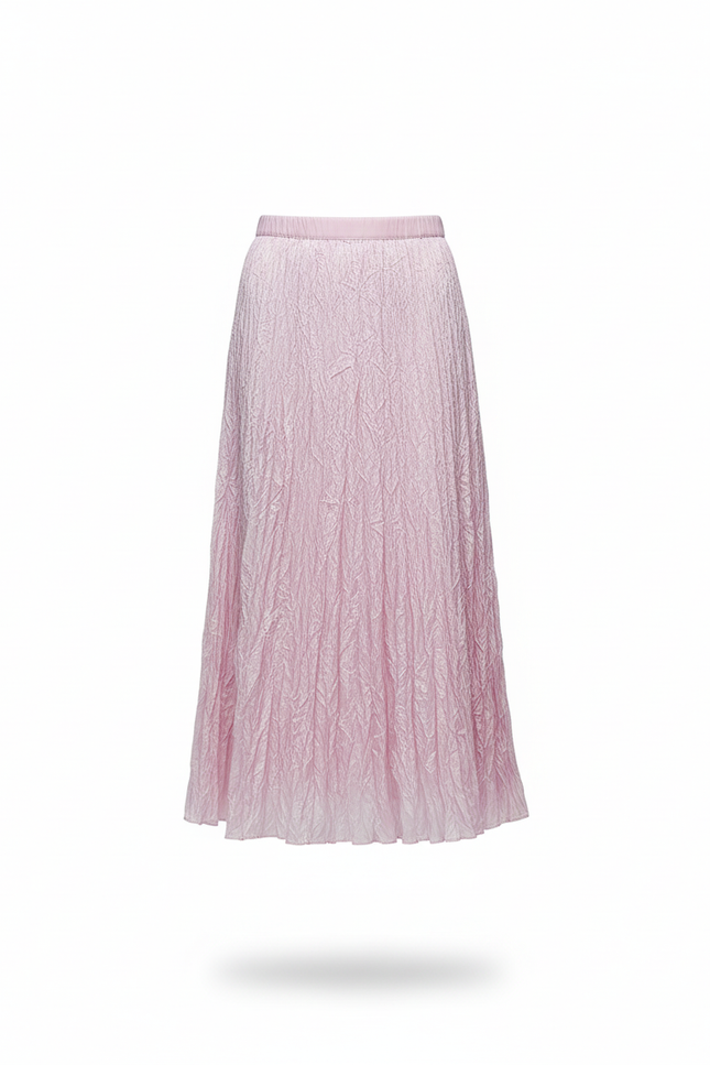 Jupe Longue Rose Plissée Fluide