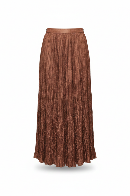 Jupe Longue Marron Froissée Fluide