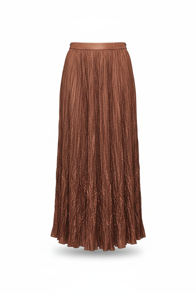 Jupe Longue Marron Froissée Fluide