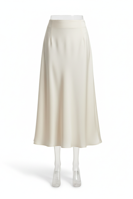 Jupe Longue Satin Crème Élégante