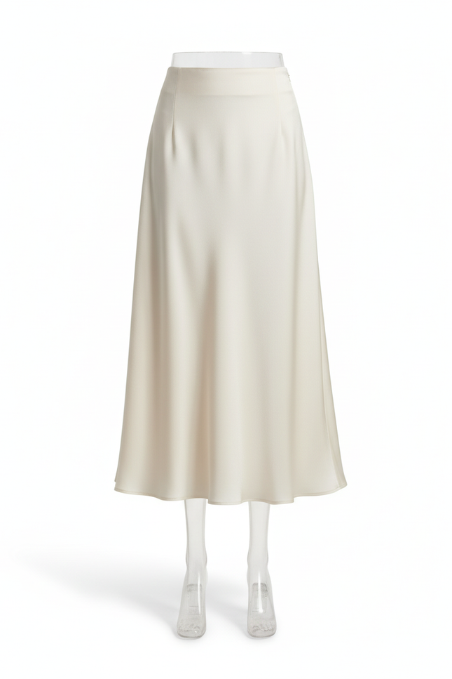 Jupe Longue Satin Crème Élégante