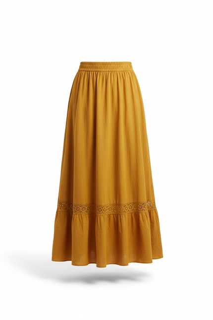 Jupe Longue Moutarde Femme