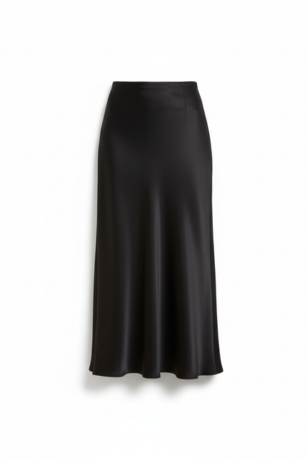 Jupe Mi-Longue Noire Fluide