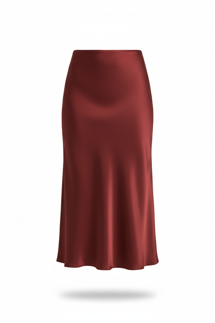 Jupe Longue Bordeaux Satinée Élégante