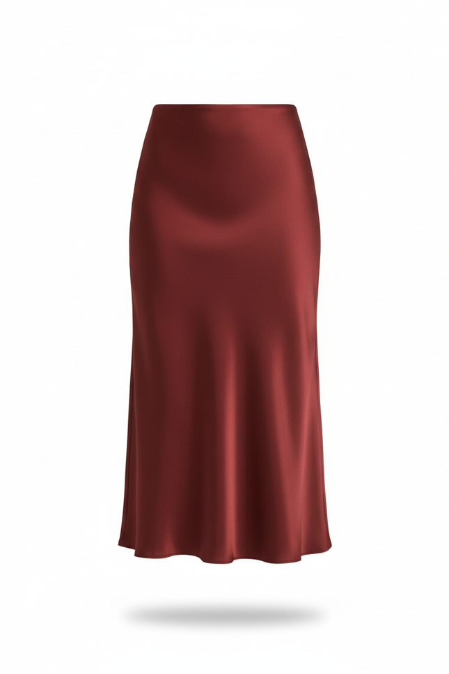 Jupe Longue Bordeaux Satinée Élégante