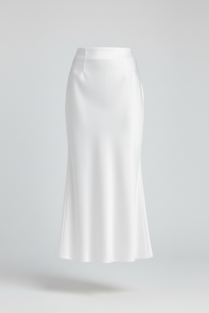 Jupe Longue Satin Blanc Élégante