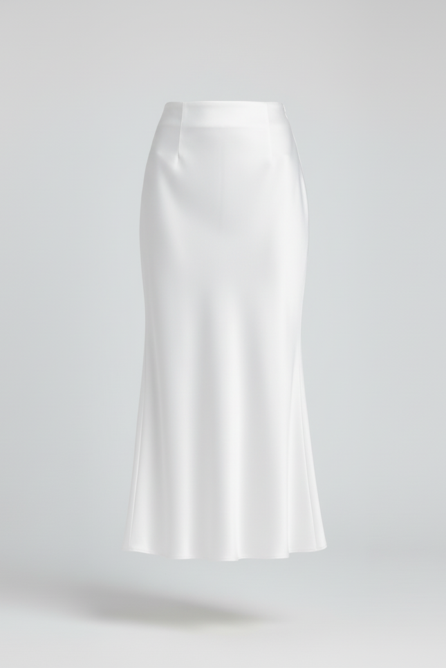Jupe Longue Satin Blanc Élégante