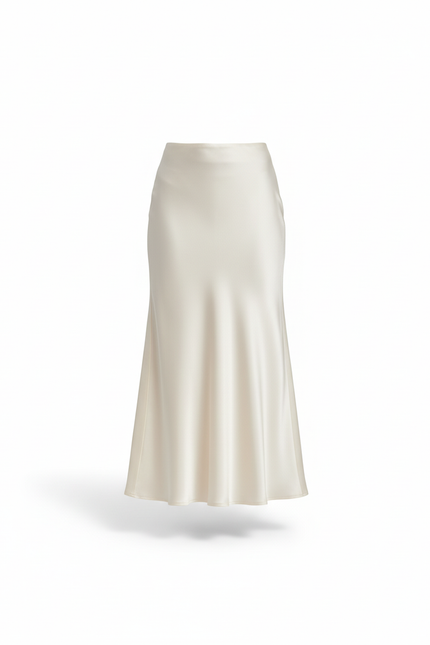 Jupe Longue Écru Satinée Fluide