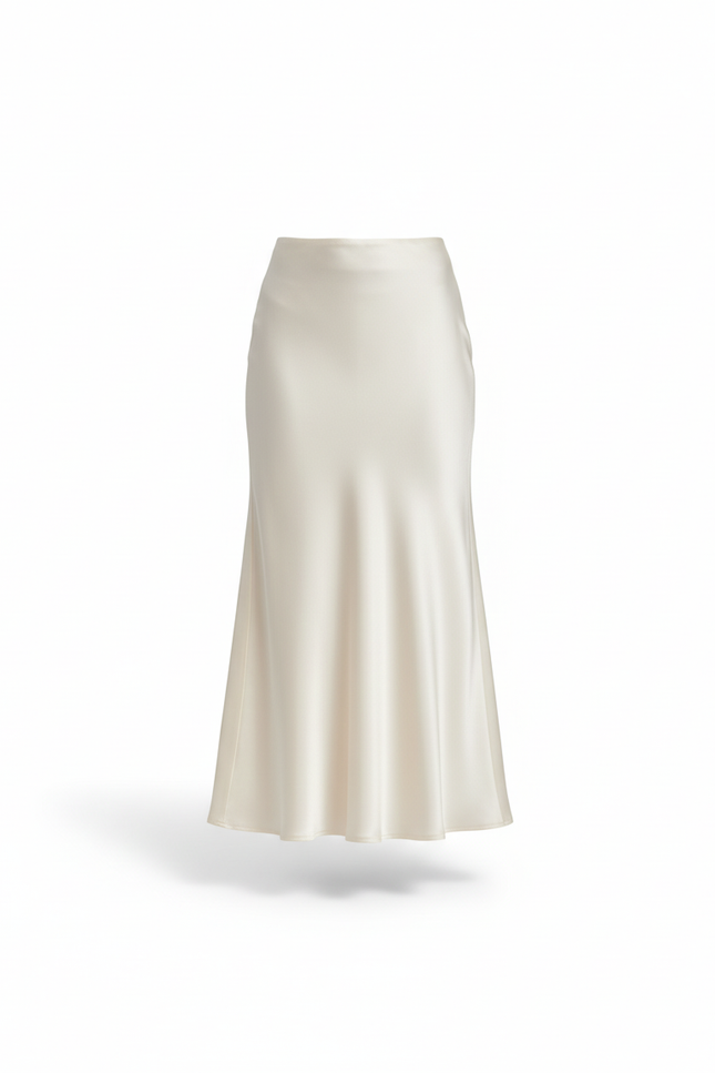 Jupe Longue Écru Satinée Fluide