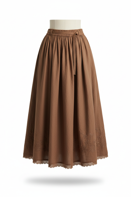 Jupe Longue Marron Femme