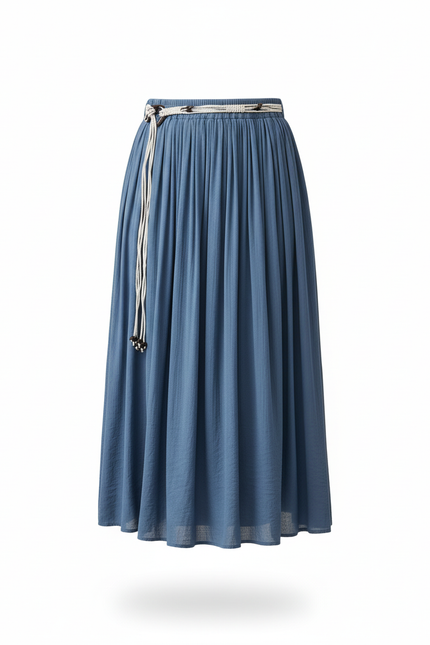 Jupe Longue Bleue Plissée Décontractée