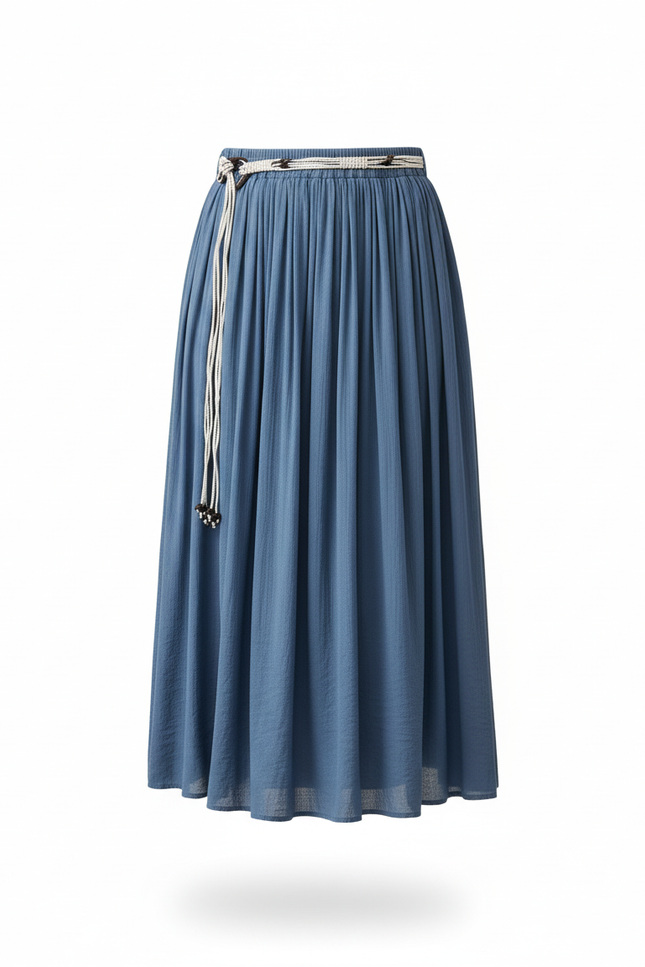 Jupe Longue Bleue Plissée Décontractée