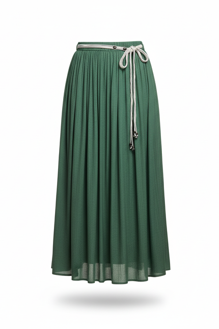 Jupe Longue Verte Plissée Décontractée