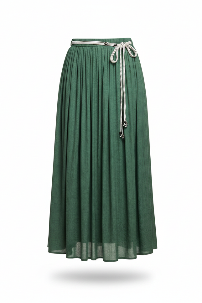 Jupe Longue Verte Plissée Décontractée