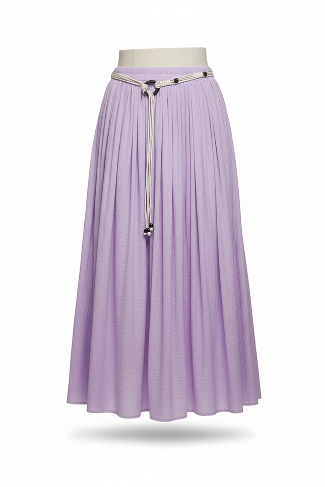 Jupe Longue Lavande Plissée Fluide