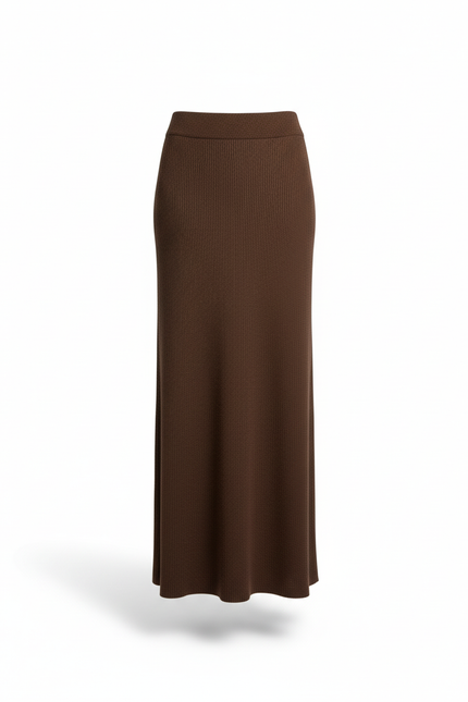 Jupe Longue Marron Côtelée Élégante