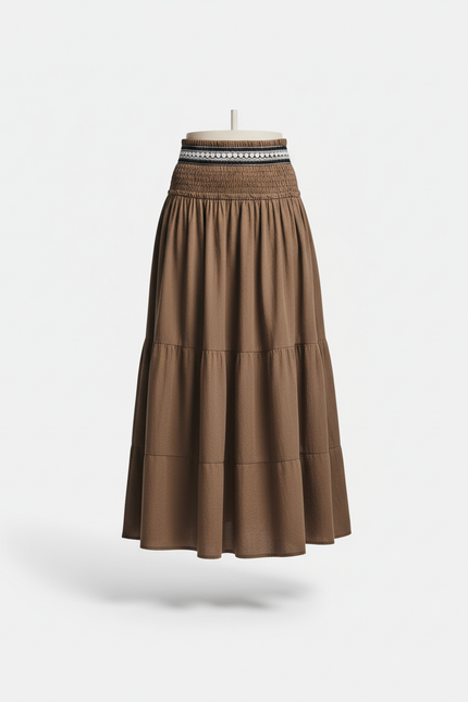 Jupe Longue Marron Fluide Bohème