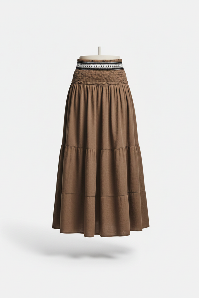 Jupe Longue Marron Fluide Bohème