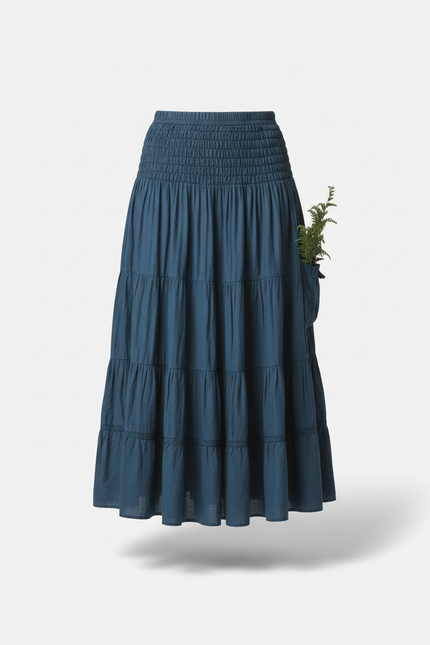 Jupe Longue Bleue Taille Haute Bohème