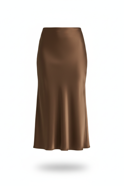 Jupe Satin Longue Marron
