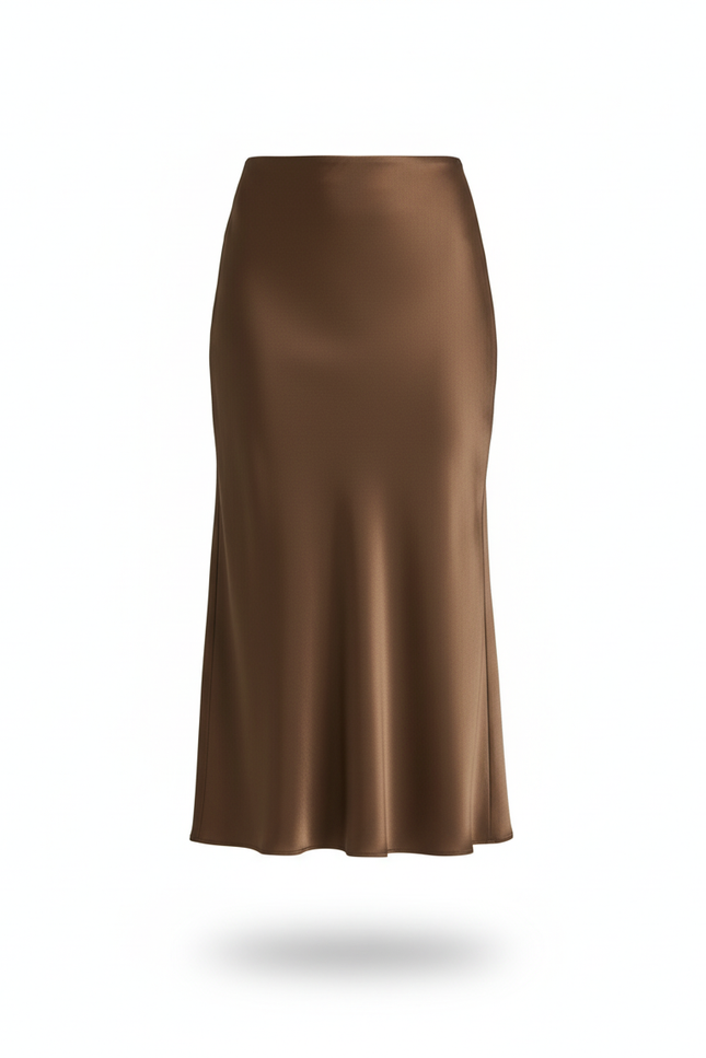 Jupe Satin Longue Marron