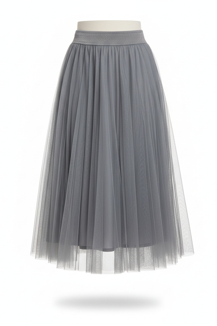 Jupe Longue Gris Plissée Élégante
