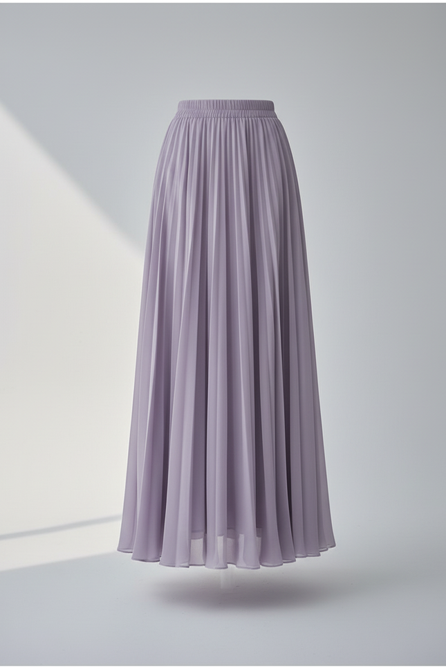 Jupe Longue Mousseline Lavande Fluide
