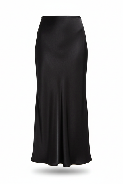 Jupe Longue Noire Satinée Élégante