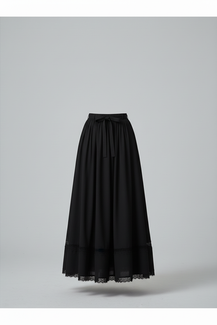 Jupe Longue Noire Fluide Élégante Bohème