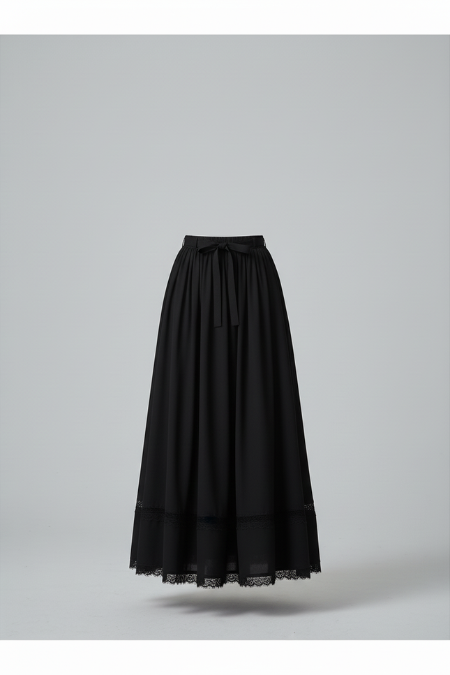 Jupe Longue Noire Fluide Élégante Bohème