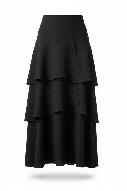 Jupe Longue Crème Volants Chic