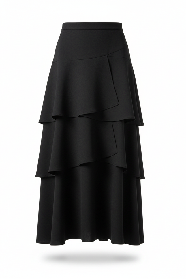 Jupe Longue Crème Volants Chic