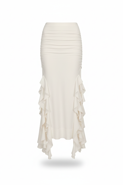Jupe Longue Blanche À Volants Élégante