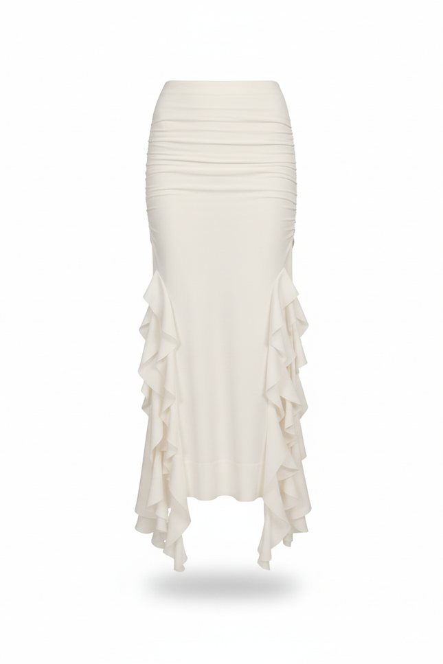 Jupe Longue Blanche À Volants Élégante