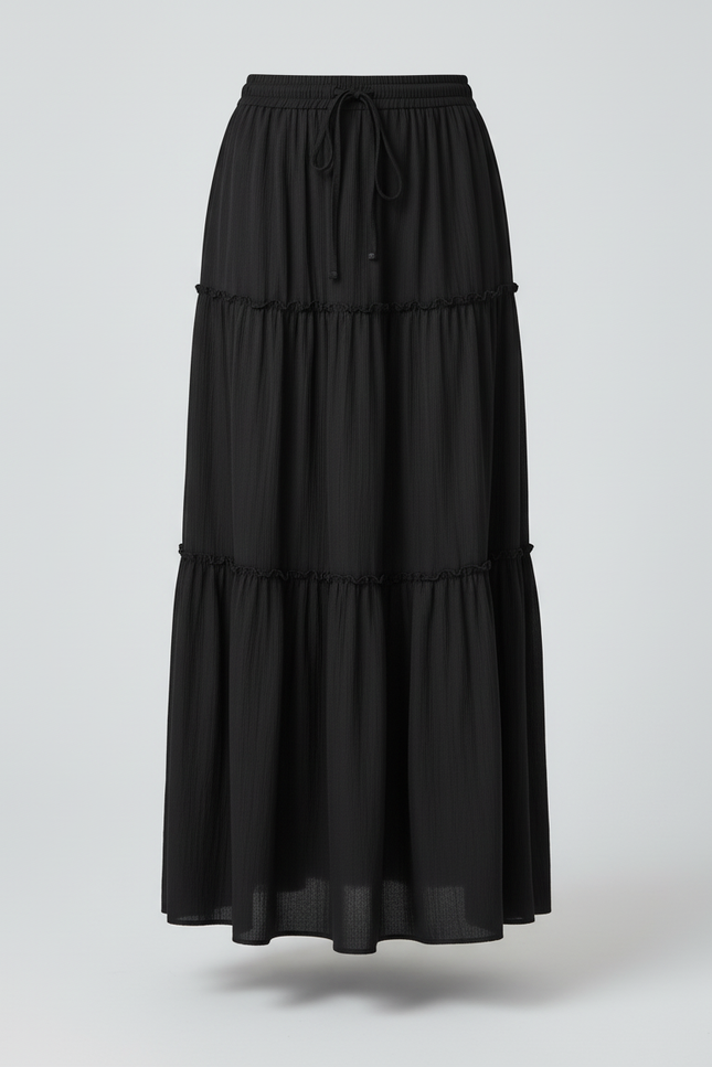 Jupe Longue Fluide À Volants Bohème