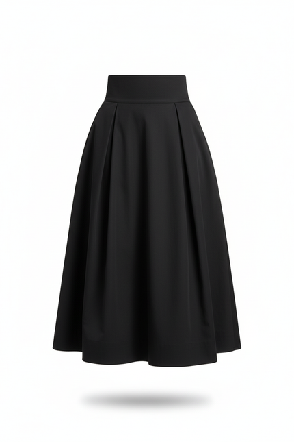 Jupe Longue Noire Plissée Chic Mode