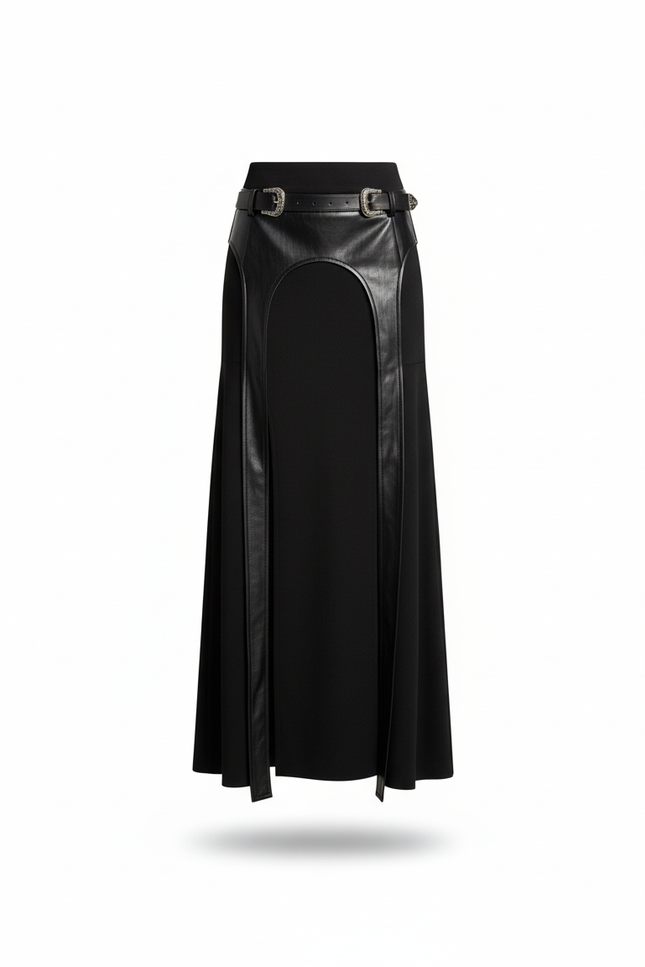 Jupe En Cuir Noir Longue