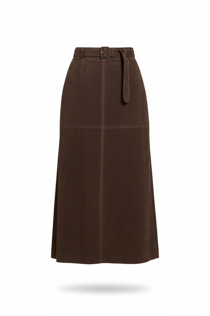 Jupe Longue Marron Daim Chic Tendance