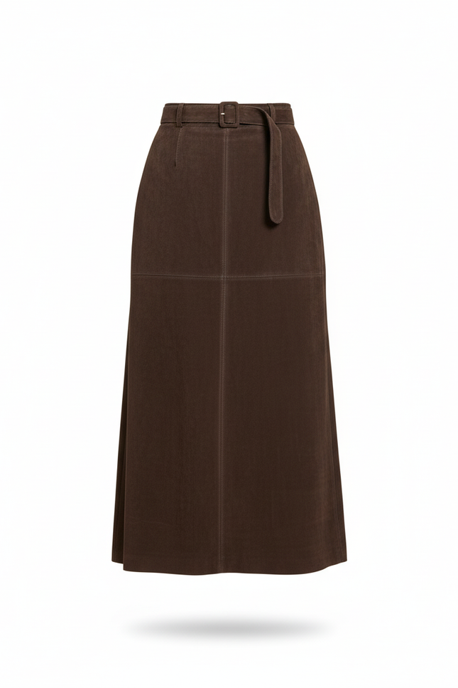 Jupe Longue Marron Daim Chic Tendance