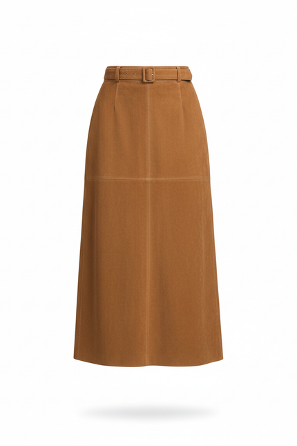 Jupe Longue Marron Daim Chic Élégante