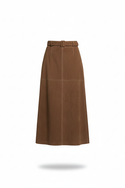 Jupe Longue Daim Marron Élégante