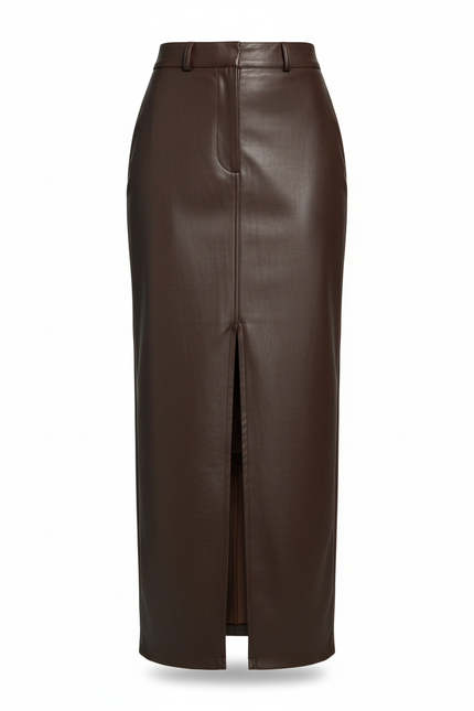 Jupe Longue Simili Cuir Fente Chic